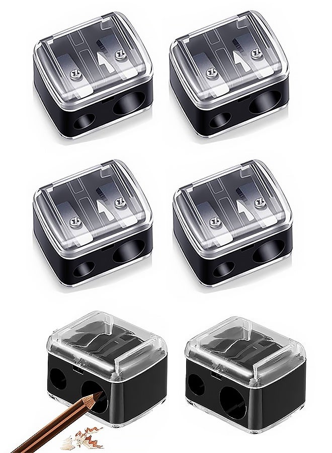 6Pcs Eyeliner Sharpener Dual Makeup Sharpeners Cosmetic Tools Compact Makeup Sharpening Device for Eyeliner Lip Liner Pencils, Black - Image 1